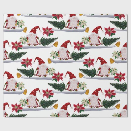 フェスティバルクリスマス格言、ポインセチアとベル ラッピングペーパー (フラット)