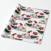 フェスティバルクリスマス格言、ポインセチアとベル ラッピングペーパー (アンロールド)