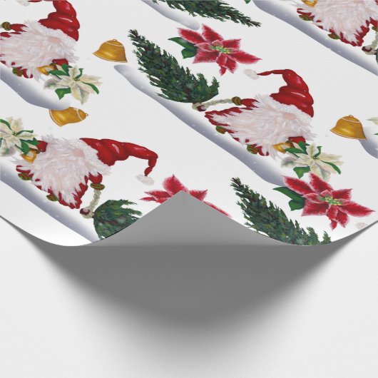 フェスティバルクリスマス格言、ポインセチアとベル ラッピングペーパー (角)