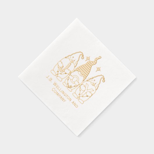 フェスティバルクリスマス格言JOY会社/家族の名前 箔ナプキン (右)