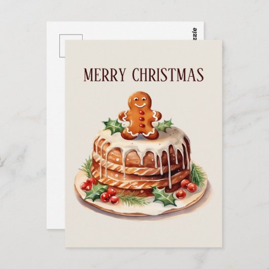 フェスティバルクリスマス水の色のケーキ追加文字 ポストカード (正面/裏面)