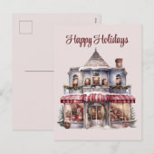 フェスティバルクリスマス水の色のビジネスホリデー シーズンポストカード (正面/裏面)