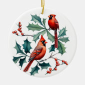 フェスティバルクリスマス水の色の深紅色を追加文字 セラミックオーナメント (正面)