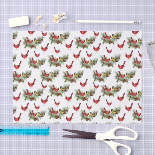 フェスティバルクリスマス深紅色タイルドホリデイ 薄葉紙 (クラフト)