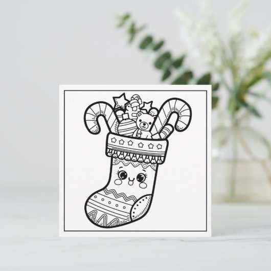 フェスティバルクリスマス着色ストッキング シーズンカード (スタンド正面)