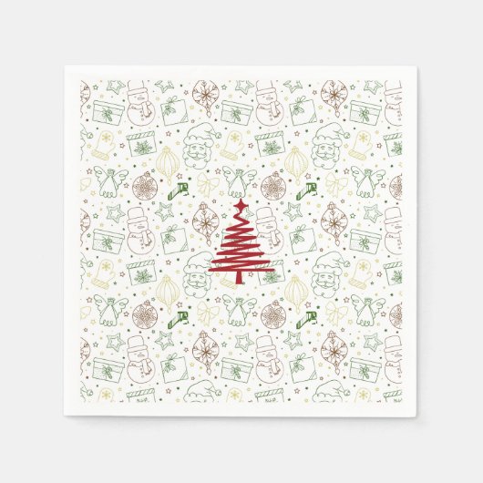 フェスティバルクリスマス紙ナプキンズ スタンダードカクテルナプキン (正面)
