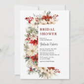 フェスティバルクリスマス花模様ブライダルシャワー 招待状 (正面)
