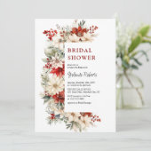 フェスティバルクリスマス花模様ブライダルシャワー 招待状 (スタンド正面)