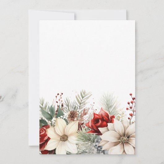 フェスティバルクリスマス花模様ブライダルシャワー 招待状 (裏面)