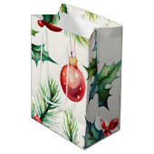 フェスティバルクリスマス装飾パターン ミディアムペーパーバッグ (正面アングル)