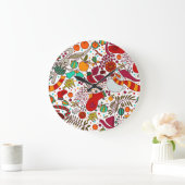 フェスティバルクリスマス要素シームレスデザイン ラージ壁時計 (ホーム)