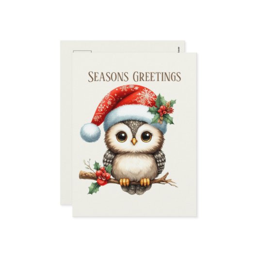 フェスティバルクリスマス追加メッセージフクロウ シーズンポストカード (正面/裏面インサイチュ)