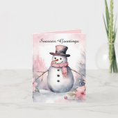 フェスティバルクリスマス追加文字雪だるま水色 シーズンカード (正面)