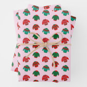 フェスティバルクリスマス醜いセーター柄ピンクの贈り物 ラッピングペーパーシート (インサイチュ)