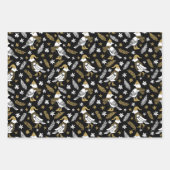 フェスティバルクリスマス金ゴールド白黒 ラッピングペーパーシート (正面3)