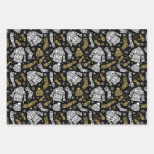 フェスティバルクリスマス金ゴールド白黒 ラッピングペーパーシート (正面2)