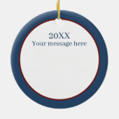 フェスティバルクリスマス雪だるまの追加の日付メッセージ セラミックオーナメント (裏面)