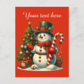 フェスティバルクリスマス雪だるまの追加メッセージ シーズンポストカード (正面)
