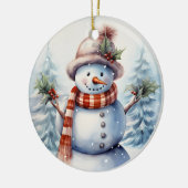 フェスティバルクリスマス雪だるまの追加メッセージ セラミックオーナメント (左)