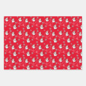 フェスティバルクリスマス雪だるまの雪片タイル模様 ラッピングペーパーシート (正面2)
