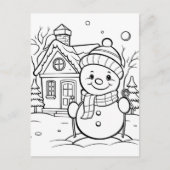 フェスティバルクリスマス雪だるまキッズカラーリング ポストカード (正面)