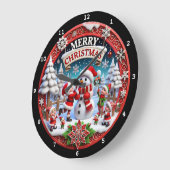 フェスティバルクリスマス雪だるまホリデーデコレーション ラージ壁時計 (傾斜)