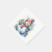 フェスティバルクリスマス雪だるまホリデーパーティー スタンダードカクテルナプキン (角)