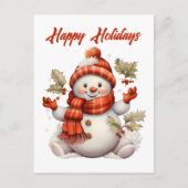 フェスティバルクリスマス雪だるま追加文字休日 シーズンポストカード (正面)