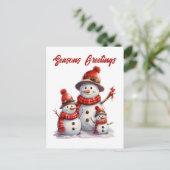 フェスティバルクリスマス雪だるま追加文字休日 シーズンポストカード (スタンド正面)