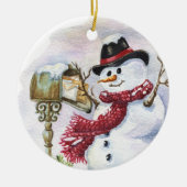 フェスティバルクリスマス雪だるま追加文字  セラミックオーナメント (正面)