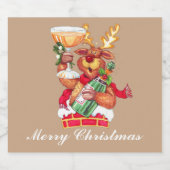 フェスティバルクリスマス飲みトナカイパーティー スパークリングワインラベル (シングルラベル)