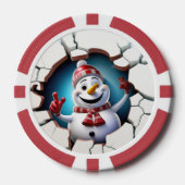 フェスティバルクリスマス3dee雪だるま追加文字 ポーカーチップ (正面)