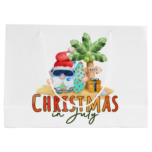 フェスティバルクリスマス7月格言ビーチ ラージペーパーバッグ (裏面)