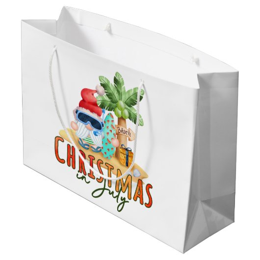 フェスティバルクリスマス7月格言ビーチ ラージペーパーバッグ (裏面アングル)