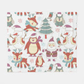 フェスティバルクリスマス：ヴィンテージ背景 フリースブランケット (正面(横))