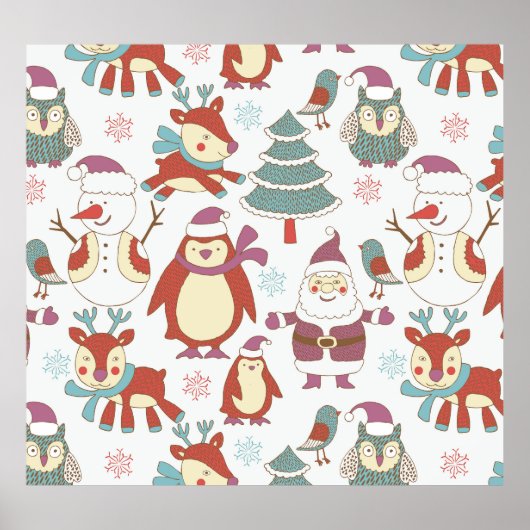 フェスティバルクリスマス:ヴィンテージ背景 ポスター (正面)