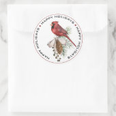 フェスティバルクリスマス(鳥)ショウジョウコウカンチョウハッピーホリデー ラウンドシール (バッグ)