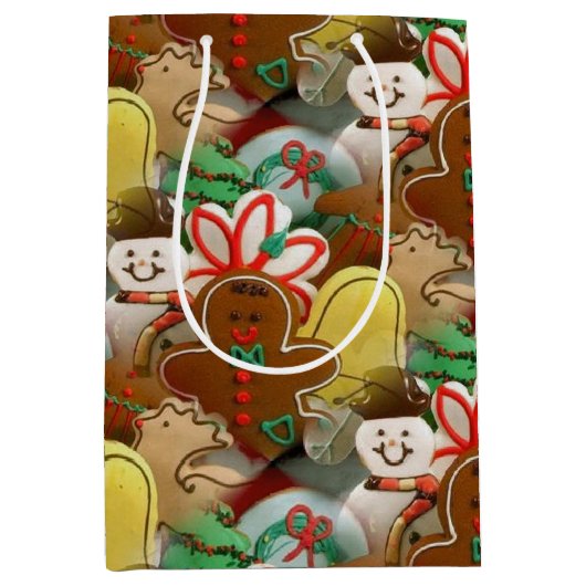 フェスティバルクリスマスCookieパターン抱き枕 ミディアムペーパーバッグ (正面)