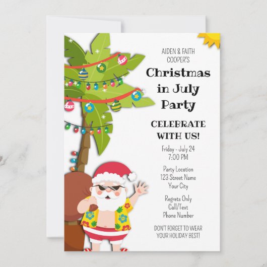 フェスティバルクリスマスin 7月パーティの招待状 招待状 (正面)