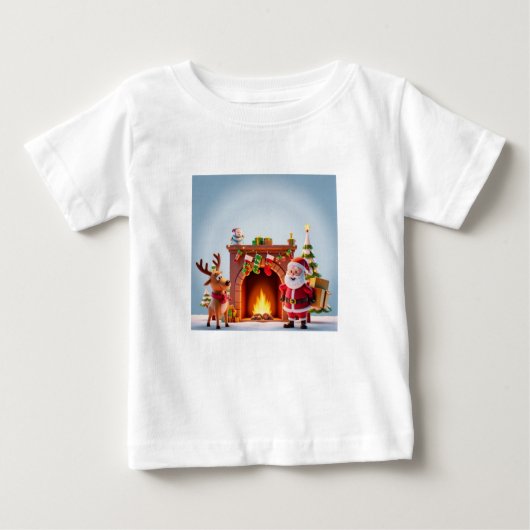 フェスティバルクリスマスTシャツ特集Santa & Reinde ベビーTシャツ (正面)