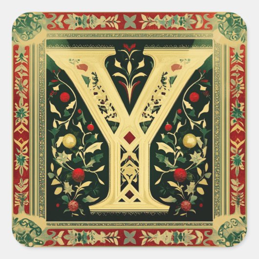 フェスティバルクリームレターY (クリスマスグリーン付) スクエアシール (正面)