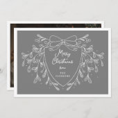 フェスティバルクレストとミストレトーグレー写真クリスマス シーズンカード (正面/裏面)