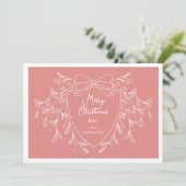 フェスティバルクレストmistletoe写真ピンクのクリスマス シーズンカード (スタンド正面)