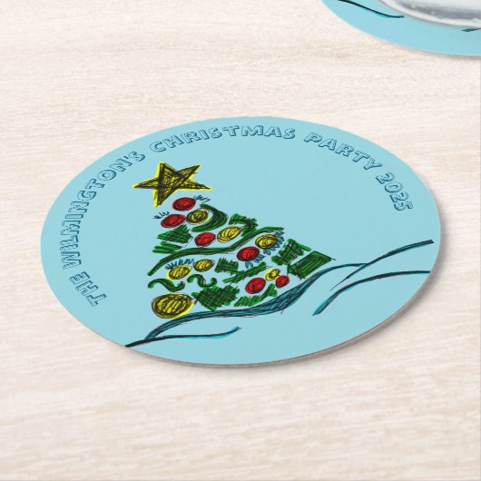 フェスティバルクレフティツリークリスマスパーティー ラウンドペーパーコースター (アングル)