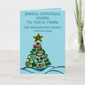 フェスティバルクレフティツリーファミリーフォトクリスマスフォールディング カード (正面)