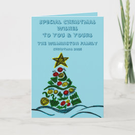 フェスティバルクレフティツリーファミリーフォトクリスマスフォールディング カード