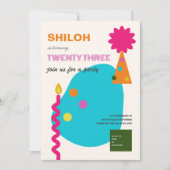 フェスティバルグラフィック形状誕生日ろうそく 招待状 (正面)