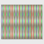 フェスティバルグラムストライプズレッドブルーグリーンシルバー ラッピングペーパー (フラット)