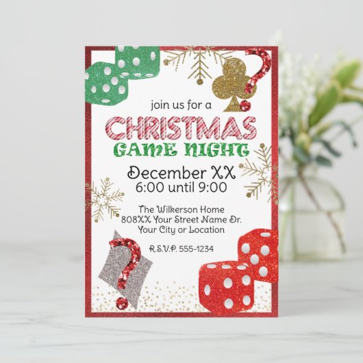 フェスティバルグリッタークリスマスゲームナイトパーティー 招待状 (スタンド正面)