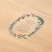 フェスティバルグリーナリー&ホリーベリーリースホリデイ アクリル招待状 (レイダウン)